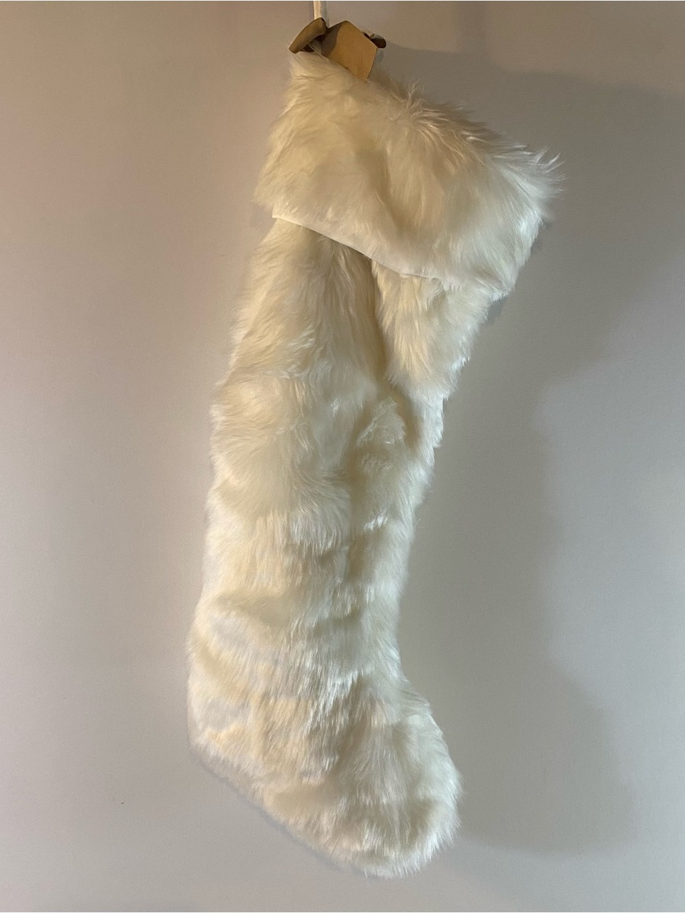 Nicole Miller X-Large White Faux Fur Christmas Stocking